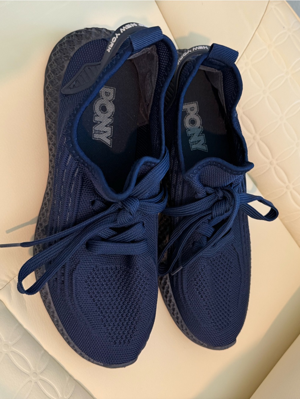 Pony Navy Slip On Knit Lace-Up Women’s Sneakers Size 8